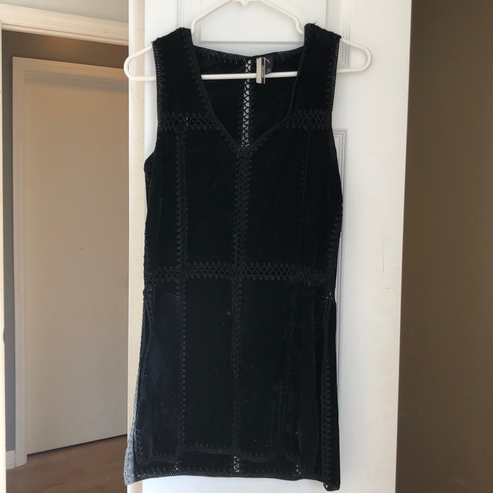 Topshop Black Suede Patchwork Tunic